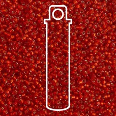 15/0 Miyuki Seed Beads - Dyed Semi-Frosted Silverlined Red-Orange - 8gm
