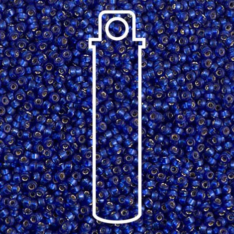15/0 Miyuki Seed Beads - Semi-Matte Silverlined Medium Blue - 12.5gm