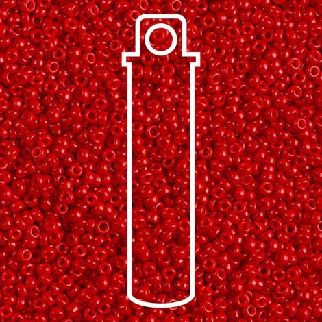 15/0 Miyuki Seed Beads - Dyed Semi-Frosted Opaque Bright Red - 8.2gm