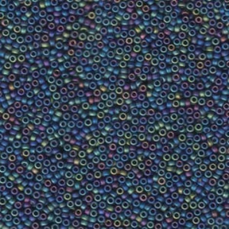 15/0 Miyuki Seed Beads- Matte Black AB - 12.5gm