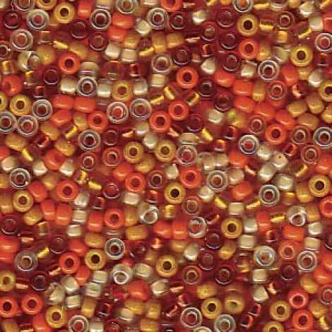 15/0 Miyuki Seed Beads - Orange Mix - 12.5gm