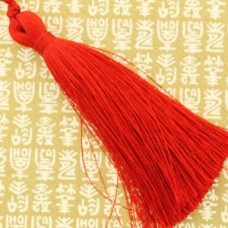 77mm Turkish Silk Thread Long Tassels - Red - Each