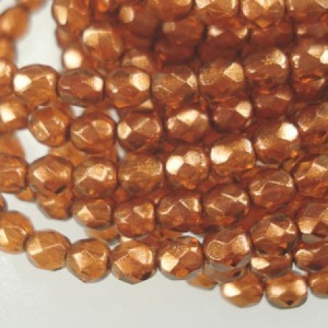 4mm Czech Firepolish Beads - Halo Sandalwood - Pack of 50