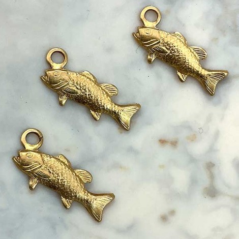 7mm Tiny Fish Brass Charm - Pack of 10