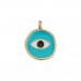 14x18mm 24K NF Gold Plated Turquoise Enamelled Evil Eye Charm/Pendant for 1.5mm cord - Each
