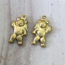 17mm Teddy Raw Brass Charm - Double Sided - Pack of 3