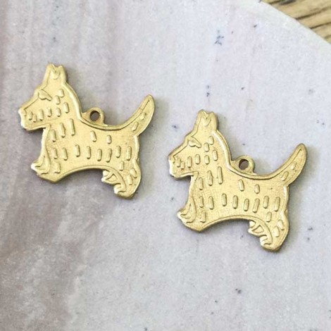15x12mm Scotty Dog Raw Brass Charms - Pack of 2 15x12mm Scotty Dog Raw Brass Charms - Pack of 2
