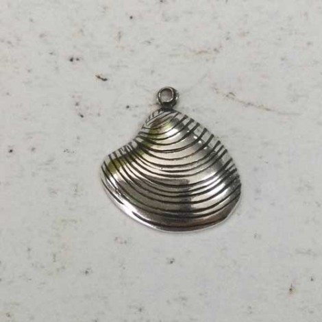 15mm Cockle Shell Sterling Silver Plated Charms - ea
