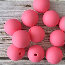 15mm Baby-Safe Silicone Round Beads - Bright Pink - Pack of 10