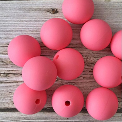 15mm Baby-Safe Silicone Round Beads - Bright Pink