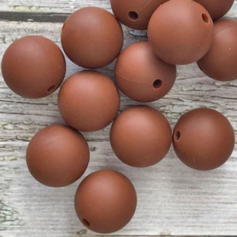 15mm Baby-Safe Silicone Round Beads - Brown