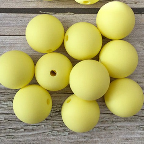 15mm Baby-Safe Silicone Round Beads - Lemon