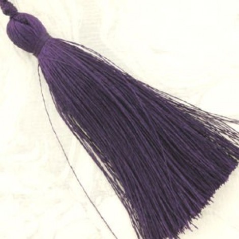 77mm Turkish Silk Thread Long Tassels - Deep Purple - Each