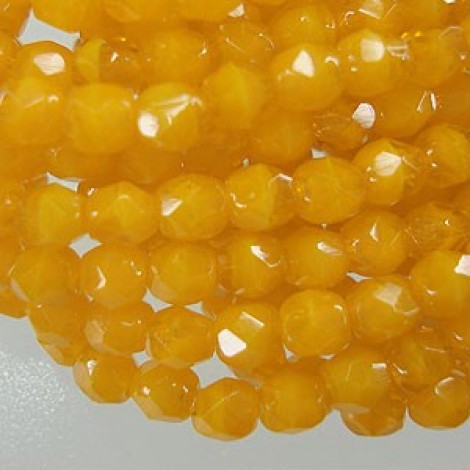 4mm Czech Firepolish Beads - Opal Orange - Pack of 50