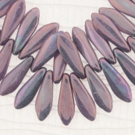 5x16mm Czech Daggers - Luster Opaque Bronzed Amethyst- Pack of 20