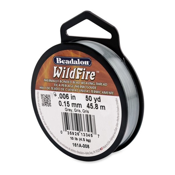 .006" (6lb) Wildfire Beading Thread Grey 50yd NYLON + POLYETHYLENE...