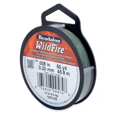 .008" (0.20mm) 12lb Wildfire Beading Thread - Green - 50yd