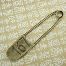 65mm Ant Bronze Lead Free 167 Safety Pin Pendant