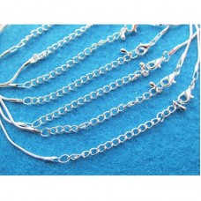 16in (40cm) 1.2mm Silver Plated Snake Necklace w-Ext Ch