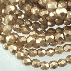 4mm Czech Firepolish Beads - Matte Metallic Flax
