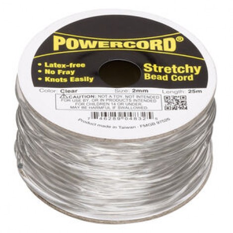2mm Powercord Clear Non-Latex Elastic Cord -25m 2mm Powercord Clear Non-Latex Elastic Cord -25m