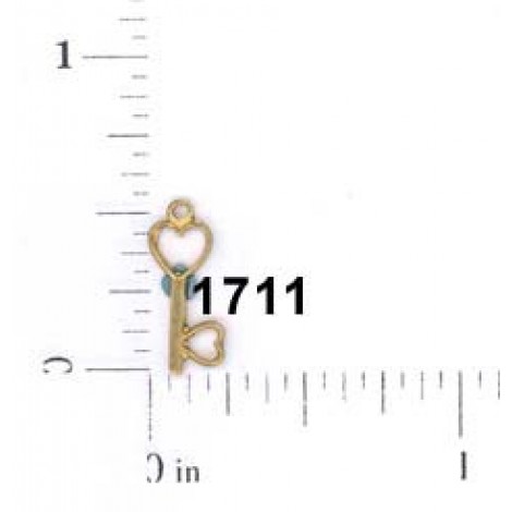 10mm Heart Key Brass Charm