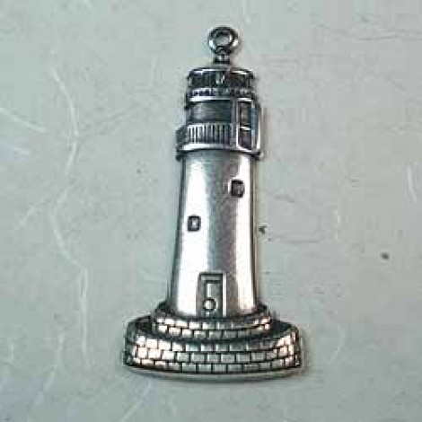 32x14mm Sterling Silver Plated Lighthouse Charm