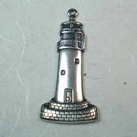32x14mm Sterling Silver Plated Lighthouse Charm - Pack of 2