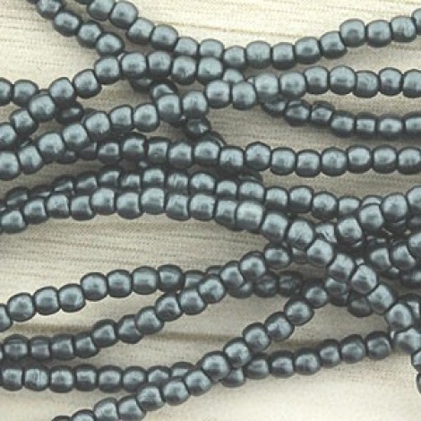 2mm Czech Glass Round Pearls - Charcoal