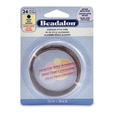 24ga (0.5mm) Beadalon German Round Wire - Antique Brass - 12m