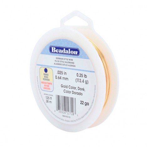 22ga Beadalon German Gold Plated Beading Wire - 1/4lb (38m)