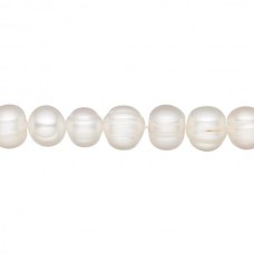 7-8mm B-Grade Semi-Round White Cultured Potato Pearls - Strand