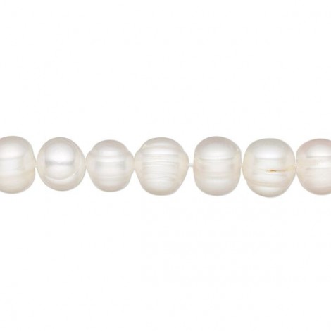 7-8mm B-Grade Semi-Round White Cultured Potato Pearls - Strand 7-8mm B-Grade Semi-Round White Cultured Potato Pearls - Strand