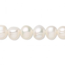 8-9mm White Freshwater Cultured Semi-Round Potato Pearls