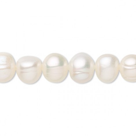 8-9mm White Freshwater Cultured Semi-Round Potato Pearls