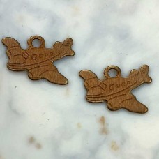 10mm Tiny Aeroplane Brass Charms - Pack of 9
