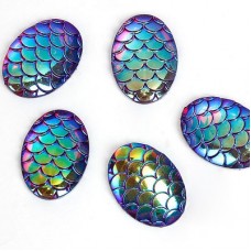 18x13mm Mermaid Fish Scale Resin Oval Cabochons