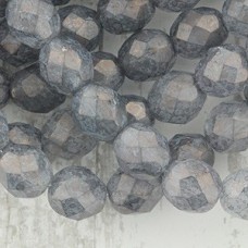 8mm Czech Firepolish Beads - Luster Stone Grey - Pack of 20