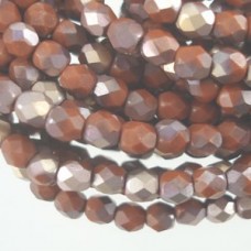4mm Czech Firepolish Beads - Matte-Apollo Umber - Pack of 50