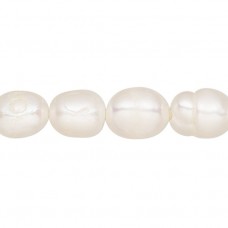 8.5-10.5mm White Cultured Freshwater Rice Pearls w-2mm Hole - 8in Strand (17-19 beads)