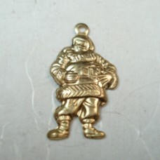 20mm Santa Brass Charm (finely detailed) Raw Brass Charm - Pack of 4