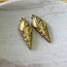 21mm Cone Shell Brass Charm - Pack of 2