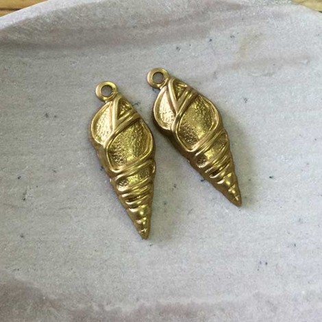 21mm Cone Shell Brass Charm - Pack of 2 21mm Cone Shell Brass Charm - Pack of 2