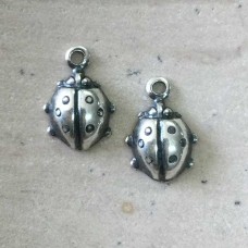 10mm Sterling Silver Plated Small Ladybug Charm - Pack of 4