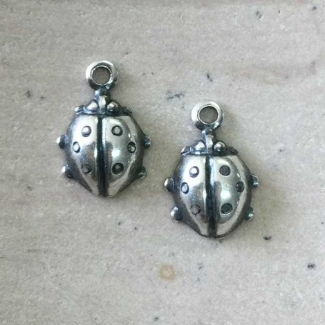 10mm Sterling Silver Plated Small Ladybug Charm - Pack of 4
