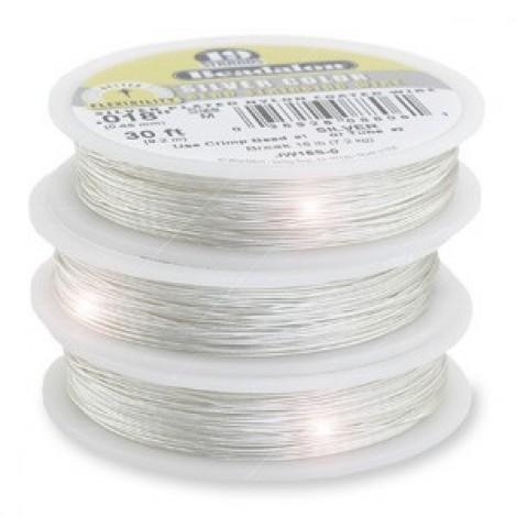 .015" Beadalon 19st Silver Colour Beading Wire - 30ft (9.2m)