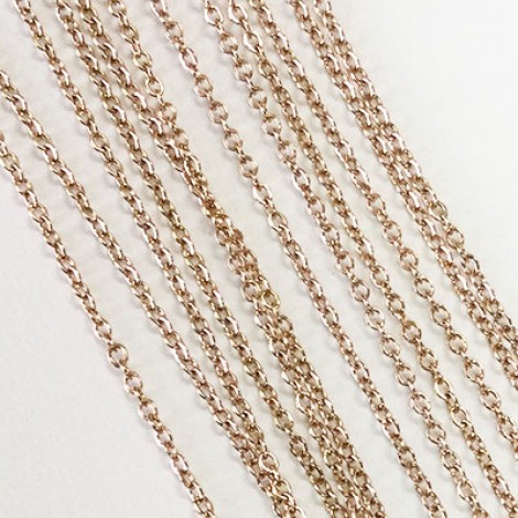 1mm Rose Gold Plated 316 High Quality Stainless Steel Flat Oval Cable Chain - 2 metres