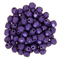 4mm Czech Firepolish Beads - Metallic Suede Purple- Pack of 50