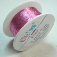 1mm Metallic Wire Lace Ribbon - Pink - 1m