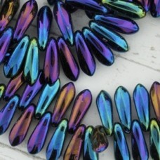 5x16mm Czech Dagger Beads - Blue Iris